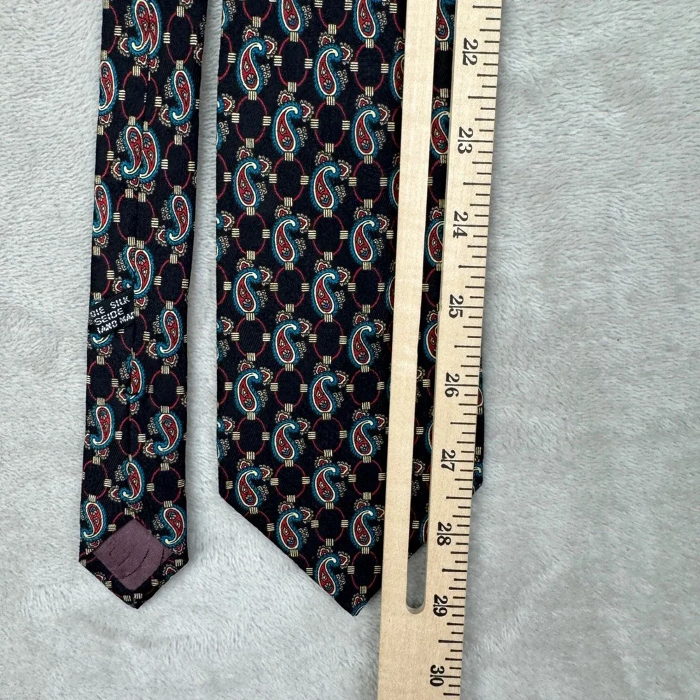 Christian Dior Tie Mens 3.5 Black Paisley Silk Vintage Formal Designer Accessory